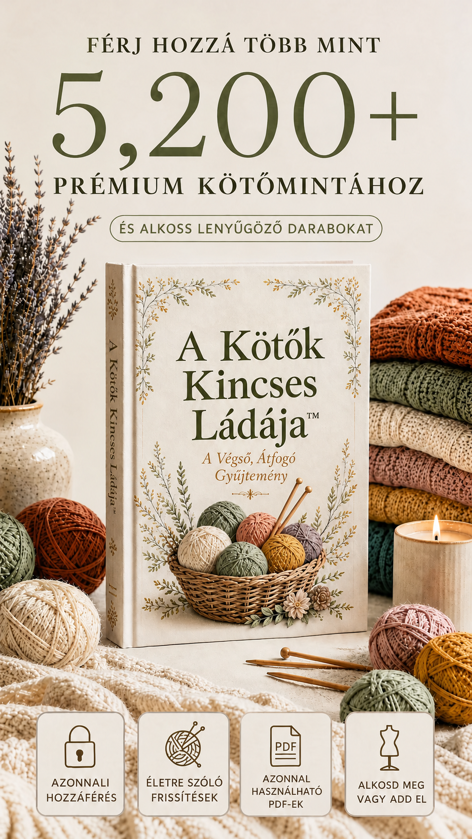 Hozzáférés több mint 5 200 prémium kötőmintához