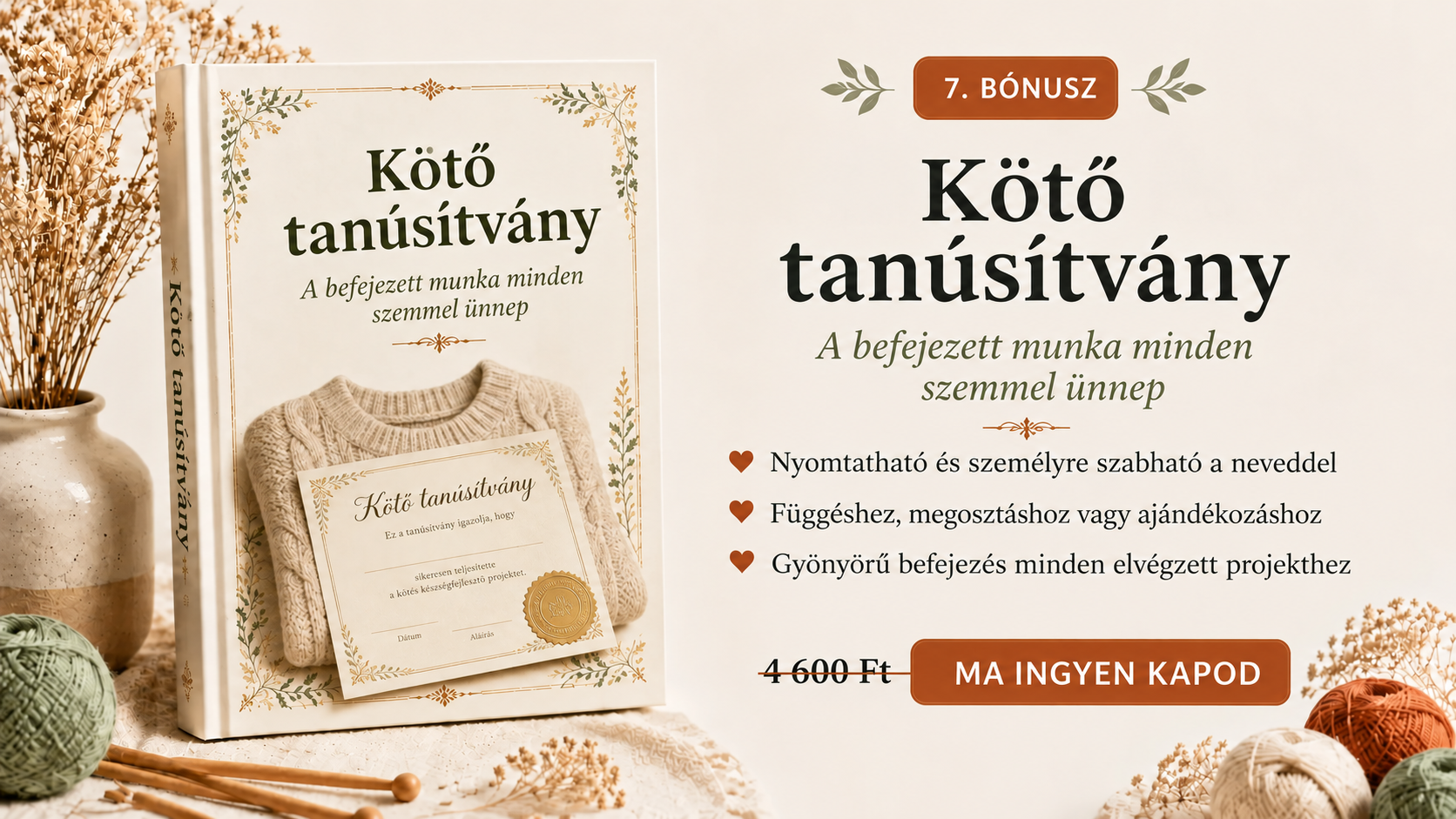 7. bónusz – Kötő tanúsítvány